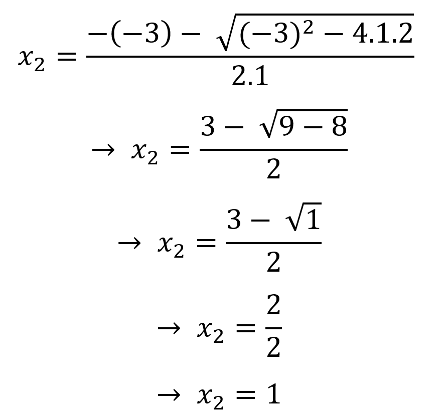 Solving the second equation and finding the value of x2